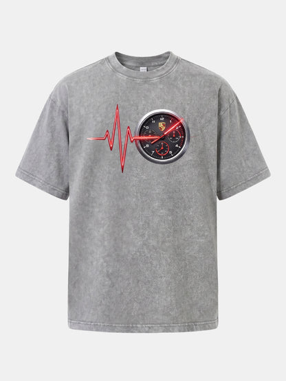 Heartbeat Line Porsche Dash Gauge Washed T-shirt
