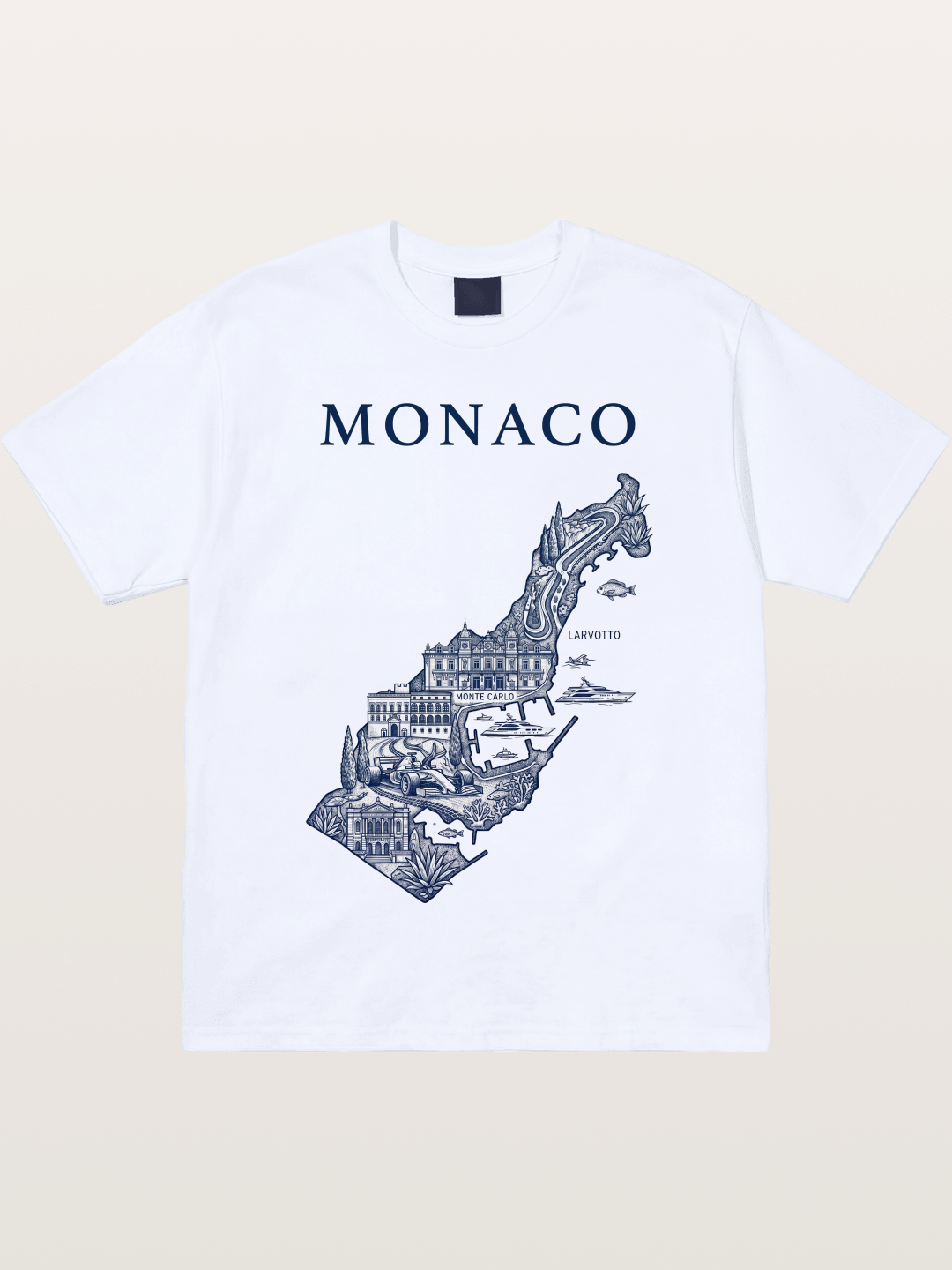 Monaco National Map Circuit Illustration Gildan T-shirt