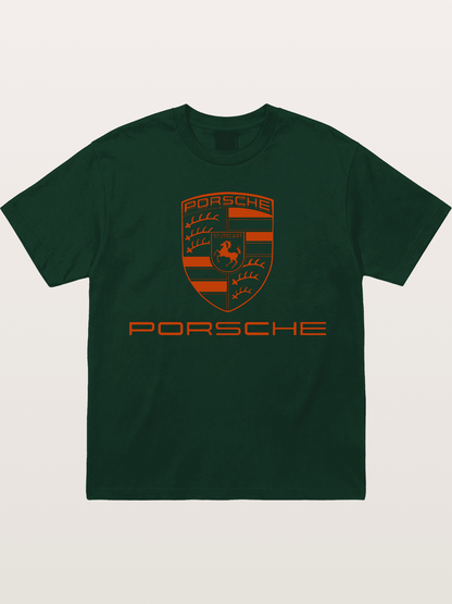 Porsche Crest Orange White Logo Gildan T-shirt