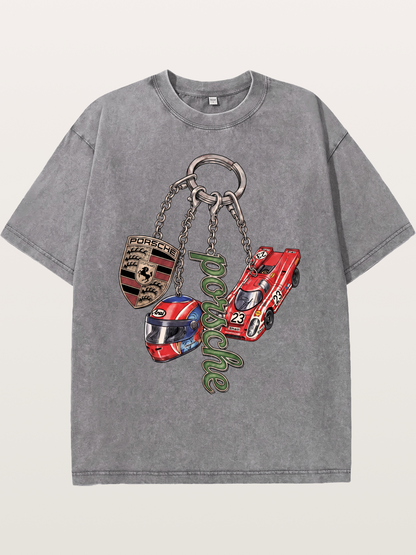 Porsche Vintage Race Charm Combo Washed T-shirt