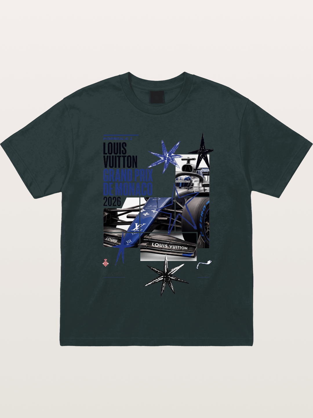 Blue LV F1 Monaco Poster Gildan T-shirt