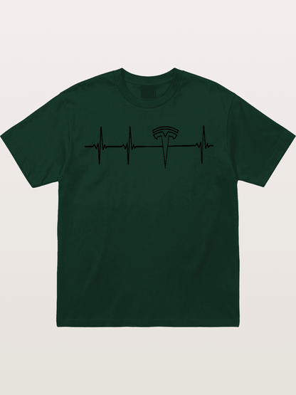 Tesla Logo Heartbeat Sticker Gildan T-shirt