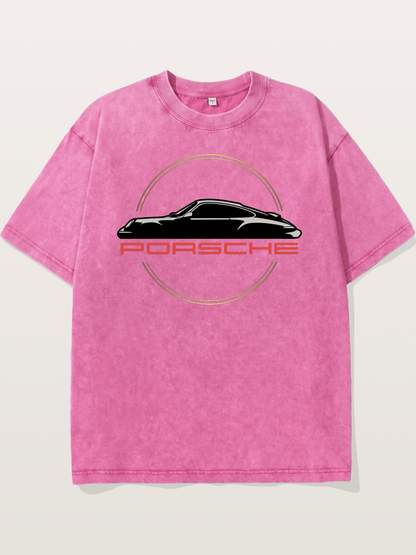Porsche Silhouette Logo Art Washed T-shirt