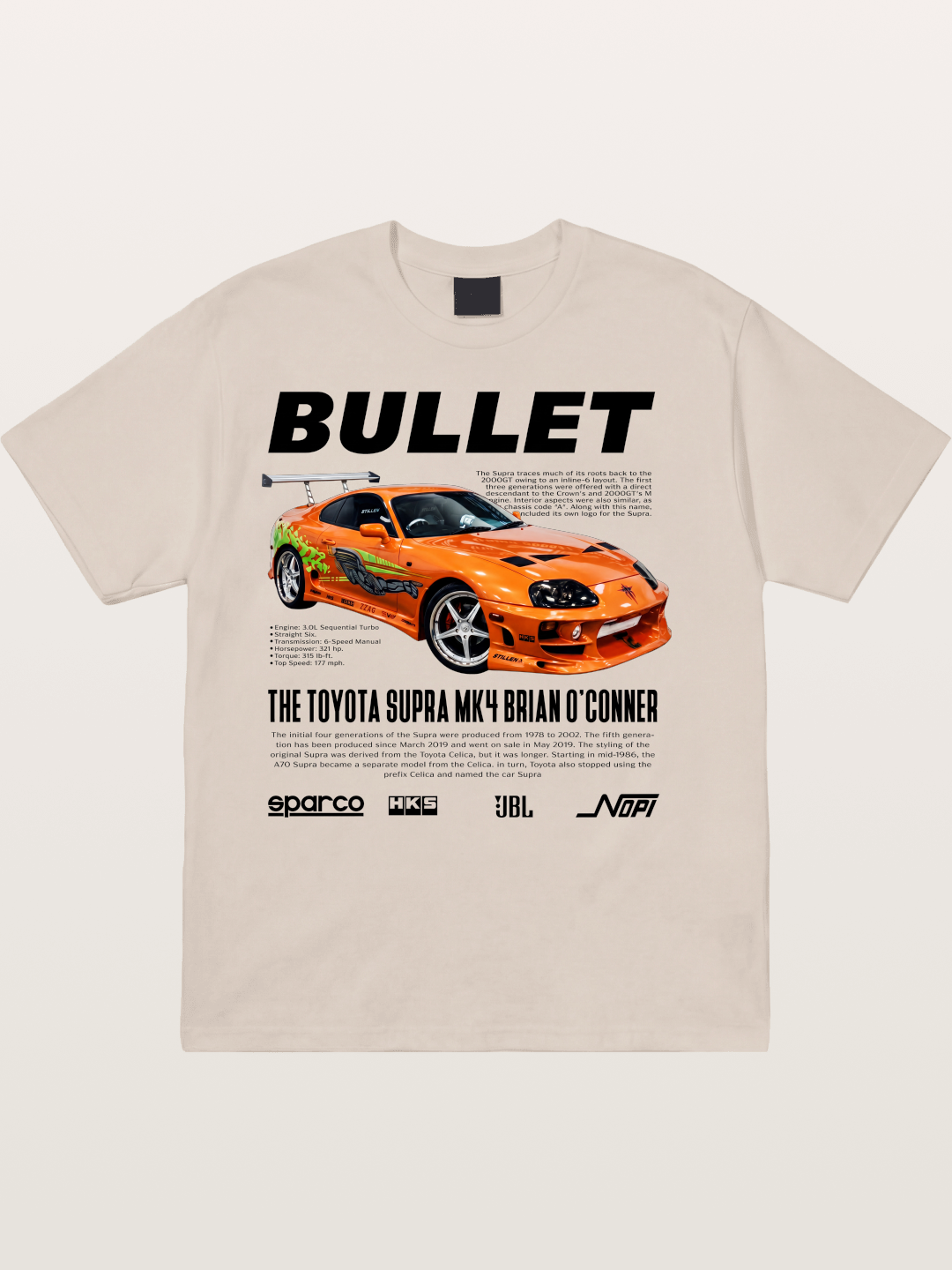 Toyota Supra Fast Furious Print Cotton T-shirt