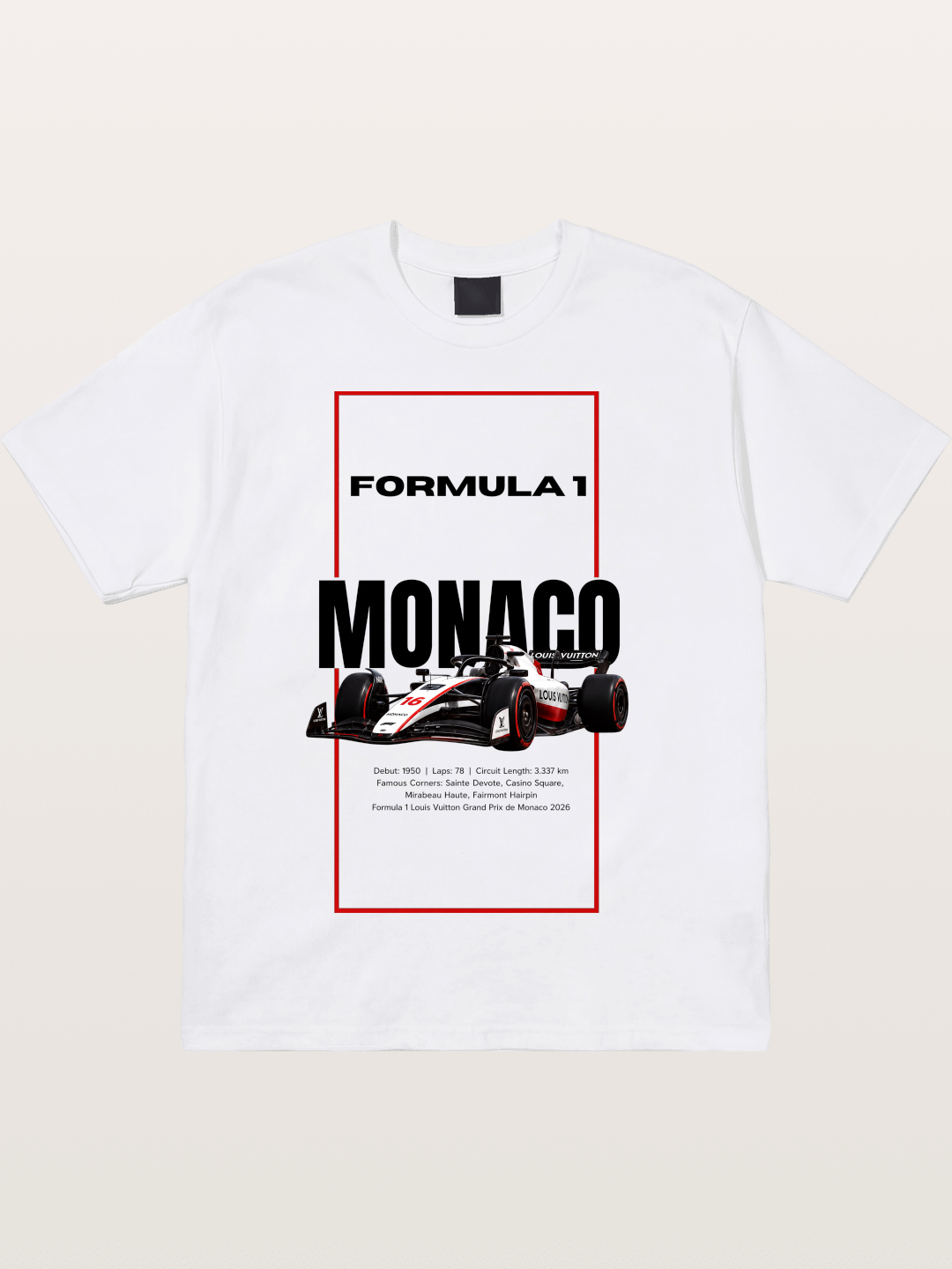 Monaco F1 Minimal Typography Cotton T-shirt