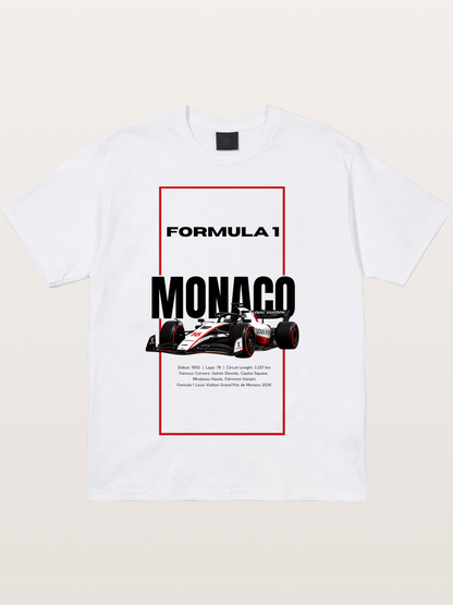 Monaco F1 Minimal Typography Cotton T-shirt