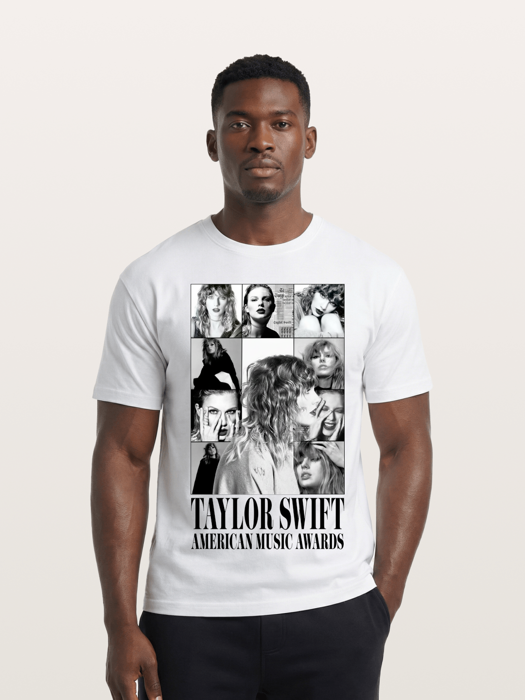Taylor Swift AMA Collage Print Cotton T-shirt