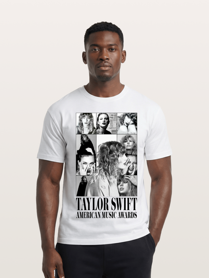 Taylor Swift AMA Collage Print Cotton T-shirt