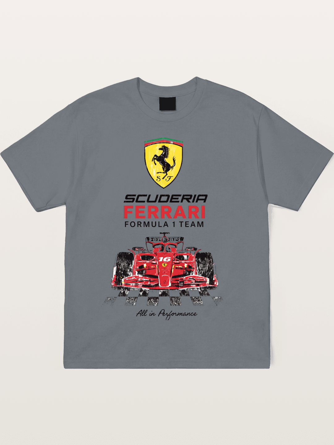 Ferrari F1 Team Racing Poster Cotton T-shirt