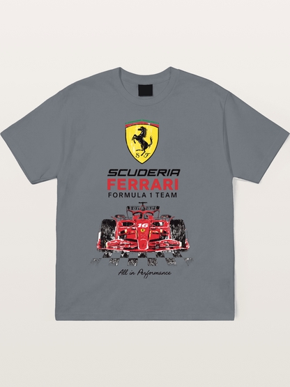 Ferrari F1 Team Racing Poster Cotton T-shirt