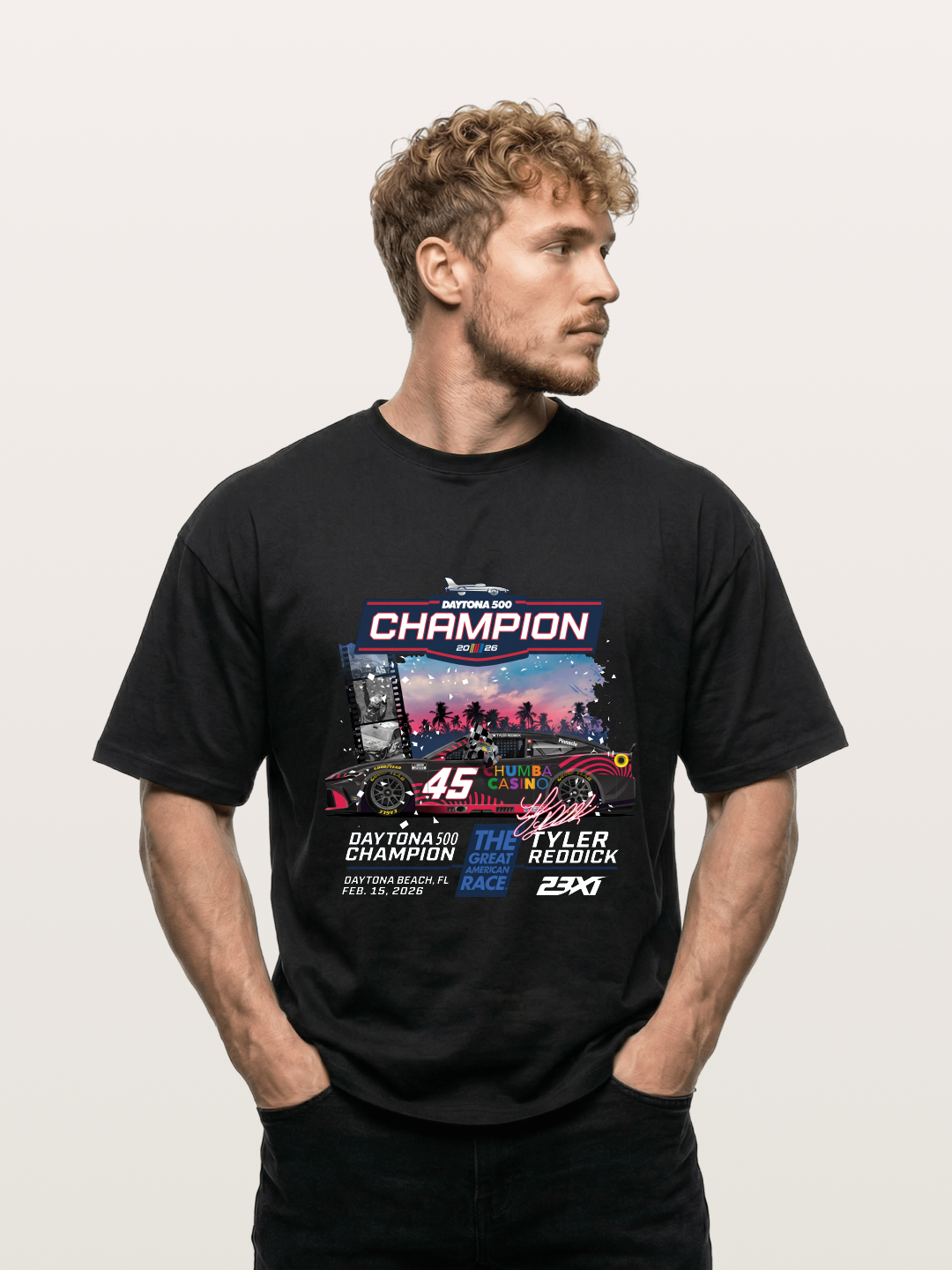 Tyler Reddick 45 Champion Car Art Gildan T-shirt