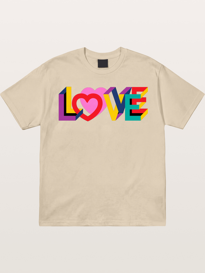 3D Love Typography With Heart Gildan T-shirt