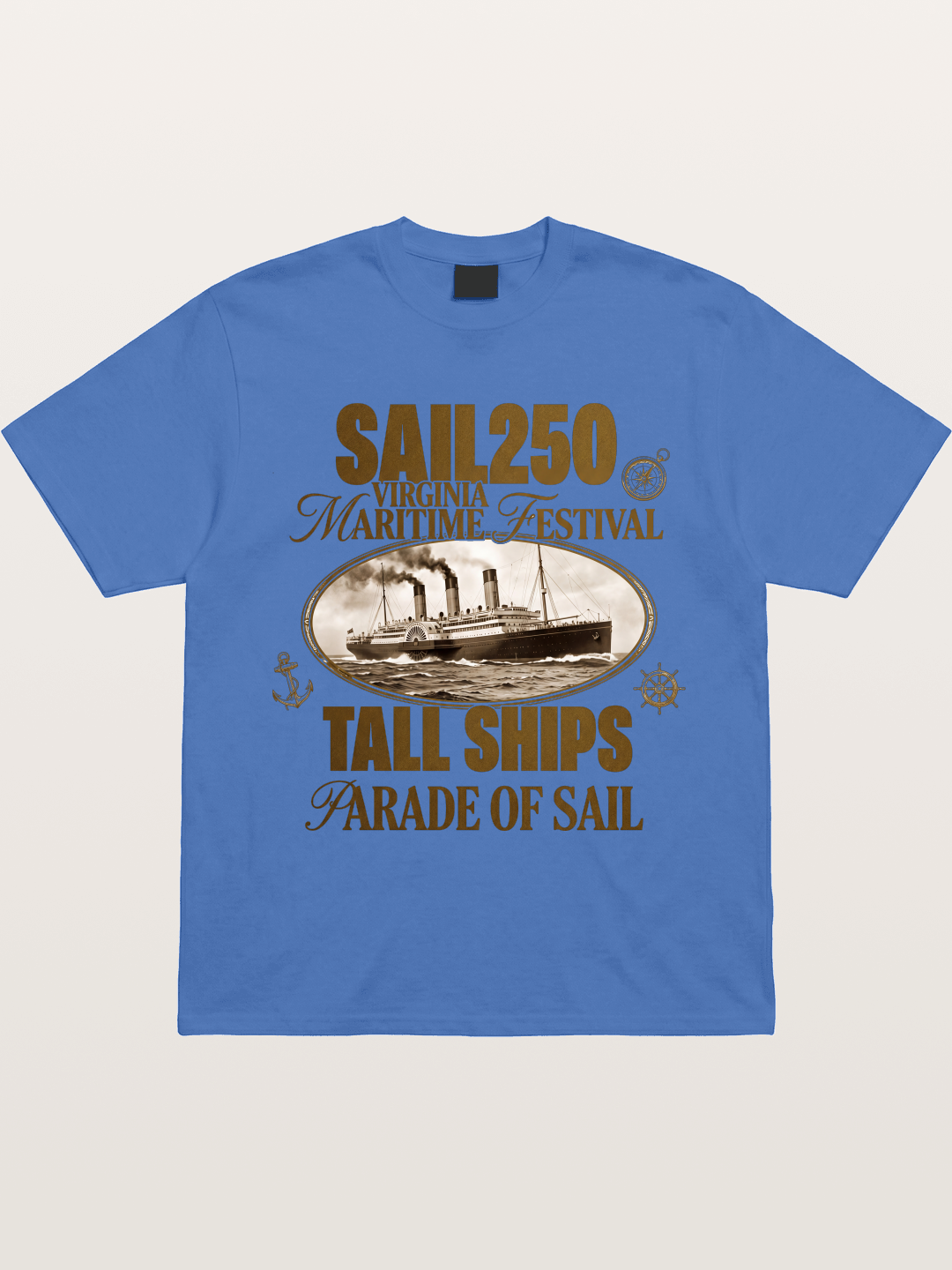 Vintage Sail Ship Maritime Print Gildan T-shirt
