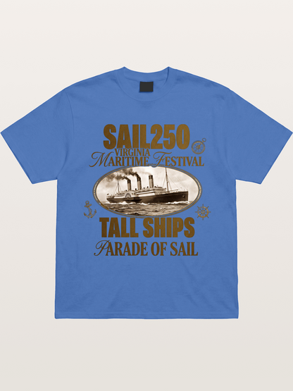Vintage Sail Ship Maritime Print Gildan T-shirt