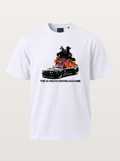 Burning BMW Retro Halftone Poster Gildan T-shirt