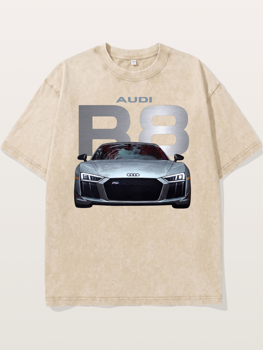 Audi R8 Silver Supercar Front Washed T-shirt