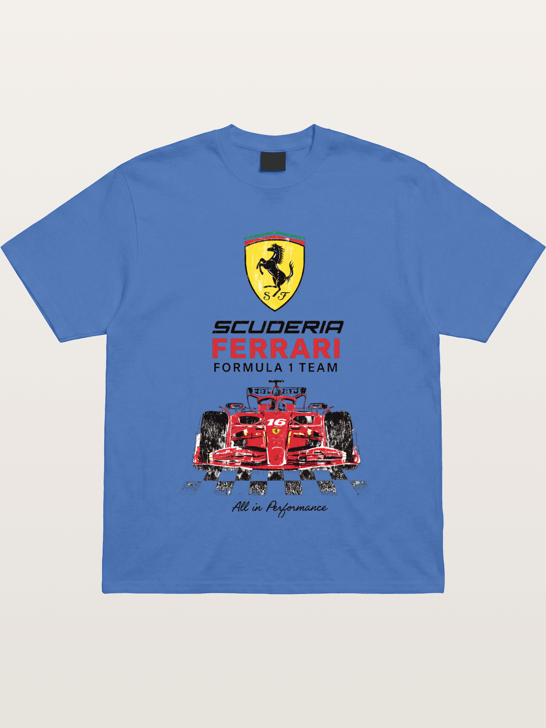 Ferrari F1 Team Racing Poster Gildan T-shirt