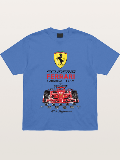 Ferrari F1 Team Racing Poster Gildan T-shirt
