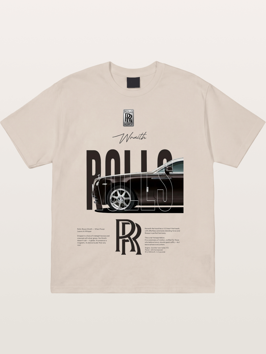 Rolls Royce Wraith Typography Cotton T-shirt