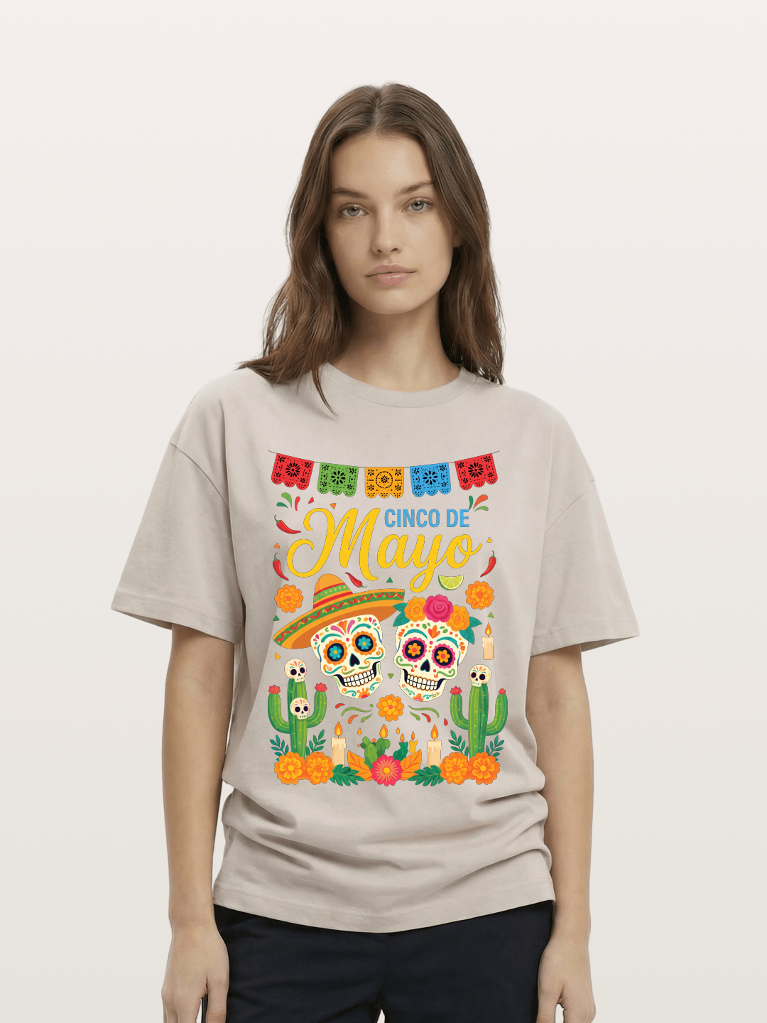 Cinco de Mayo Sugar Skull Fiesta Cotton T-shirt