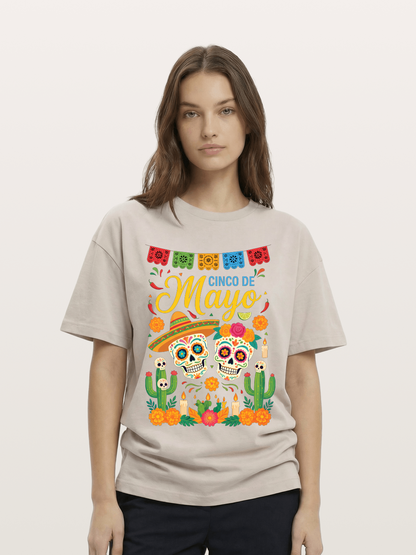 Cinco de Mayo Sugar Skull Fiesta Cotton T-shirt
