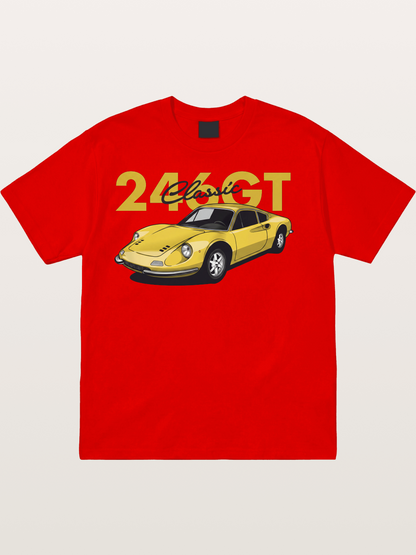 Ferrari 246 GT Classic Yellow Cotton T-shirt