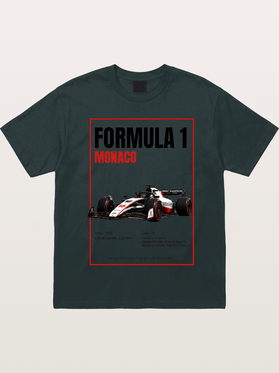 F1 Monaco LV Racing Car Poster Gildan T-shirt