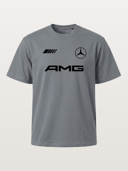 Bold Black AMG With Three Strip Mark Cotton T-shirt
