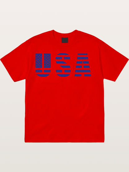 Blue Tone USA American Flag Cotton T-shirt