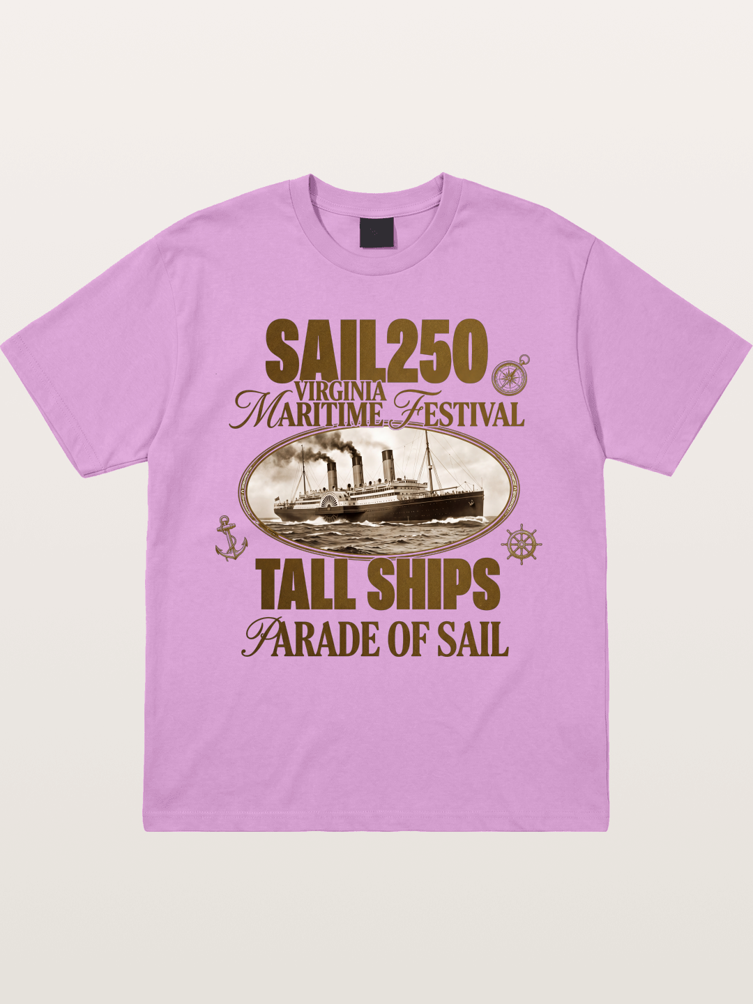 Vintage Sail Ship Maritime Print Gildan T-shirt