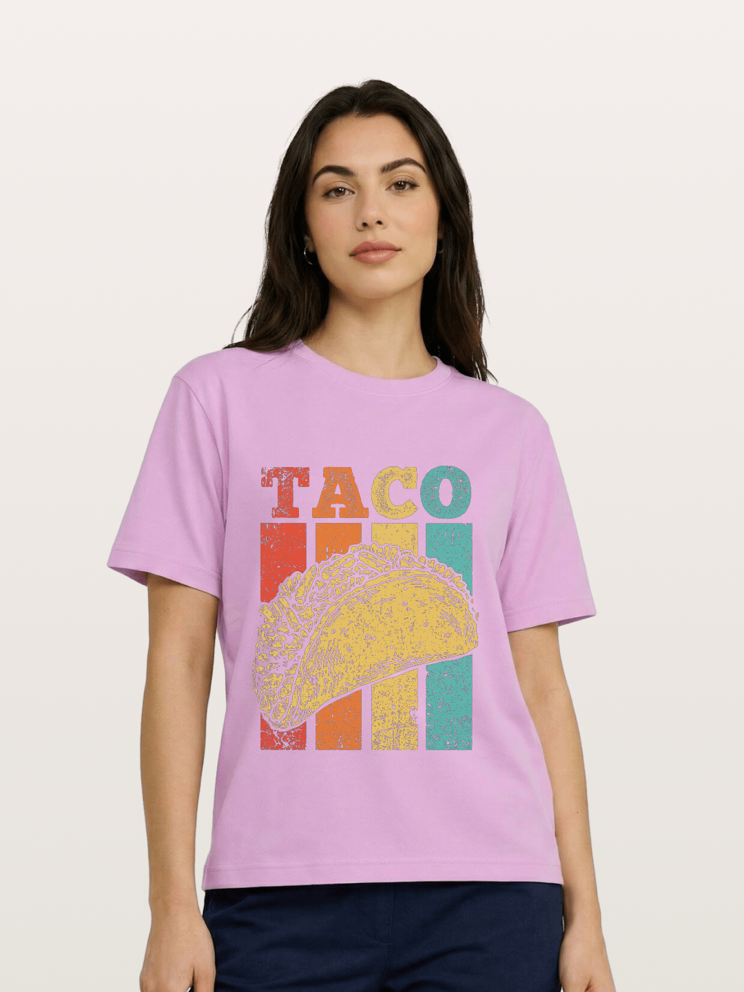 Vintage Taco Retro Stripes Food Gildan T-shirt
