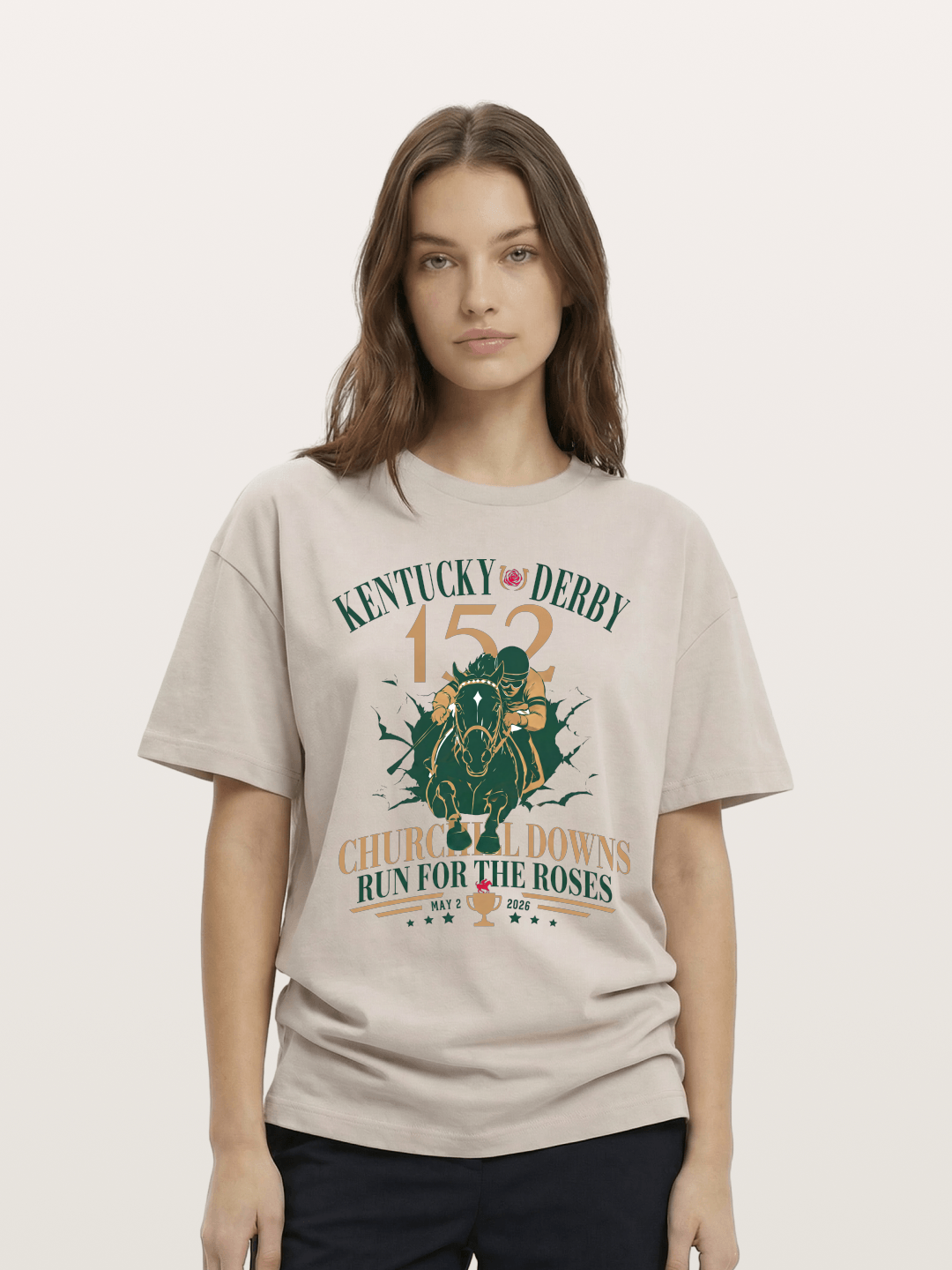 152nd Kentucky Derby Vintage Print Cotton T-shirt