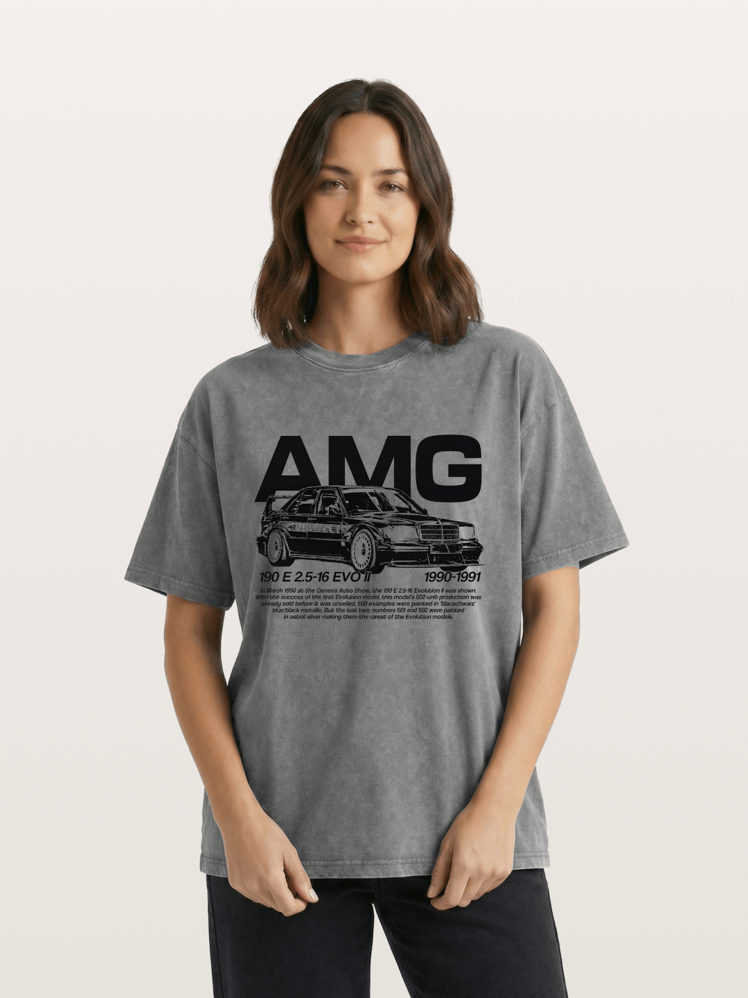 AMG 190E EVO Racing Car Art Washed T-shirt