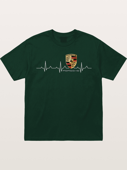 Porsche Heartbeat ECG Line Design Gildan T-shirt