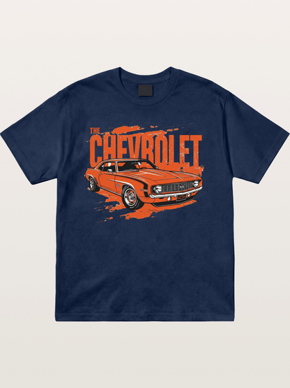 Orange Classic American Car Cotton T-shirt