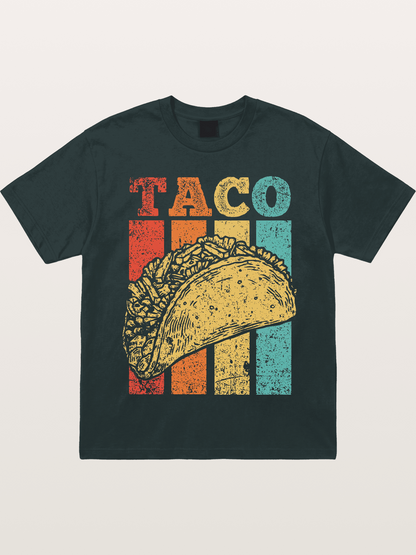 Vintage Taco Retro Stripes Food Gildan T-shirt