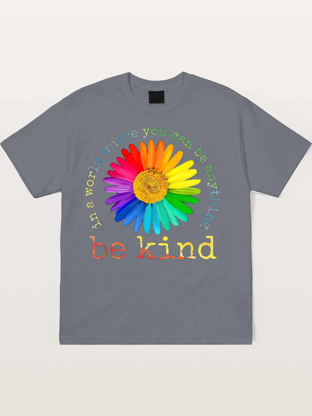 Rainbow Daisy Be Kind Quote Design Cotton T-shirt