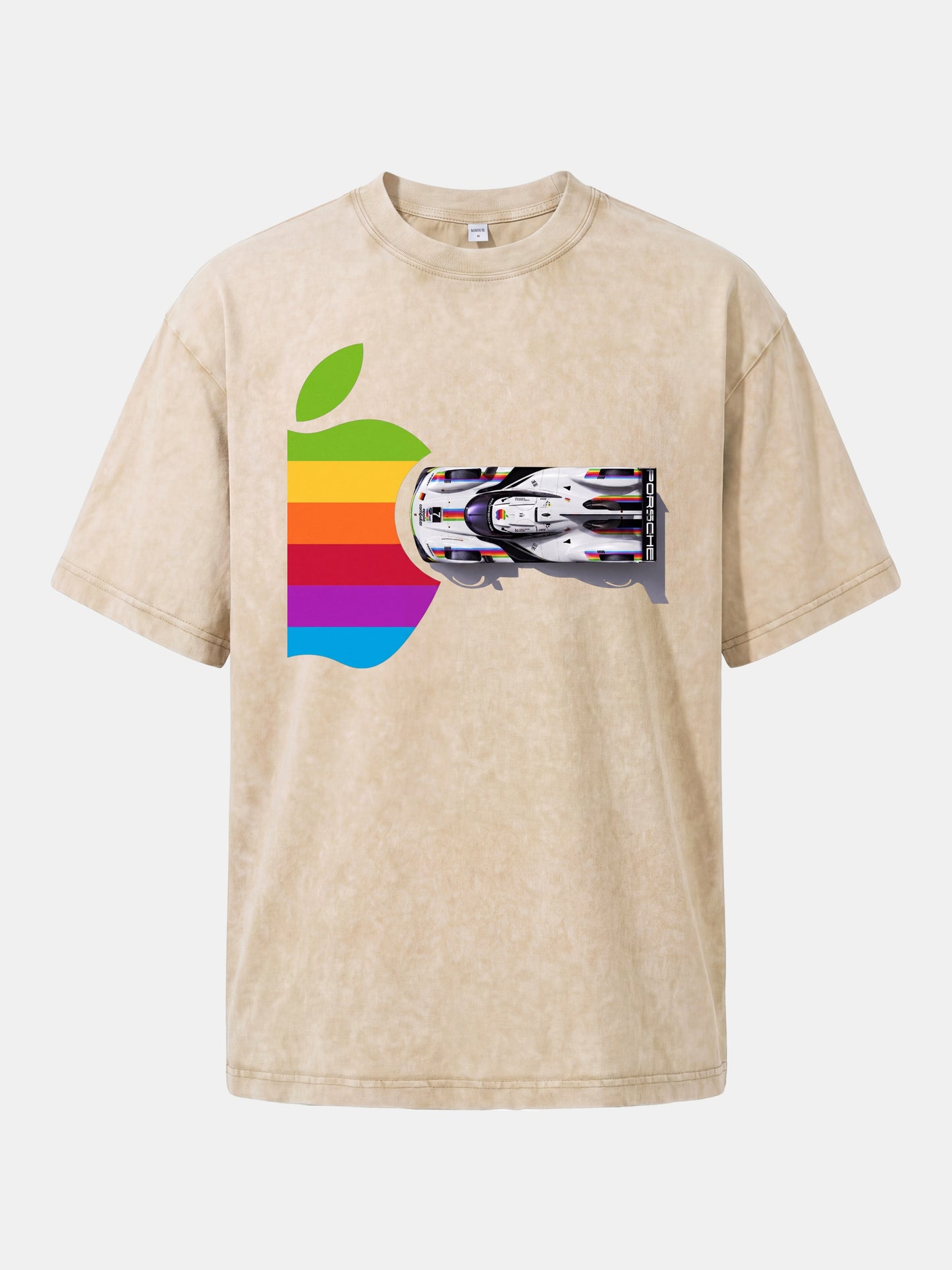 Rainbow Apple Shape Le Mans Race Car Washed T-shirt