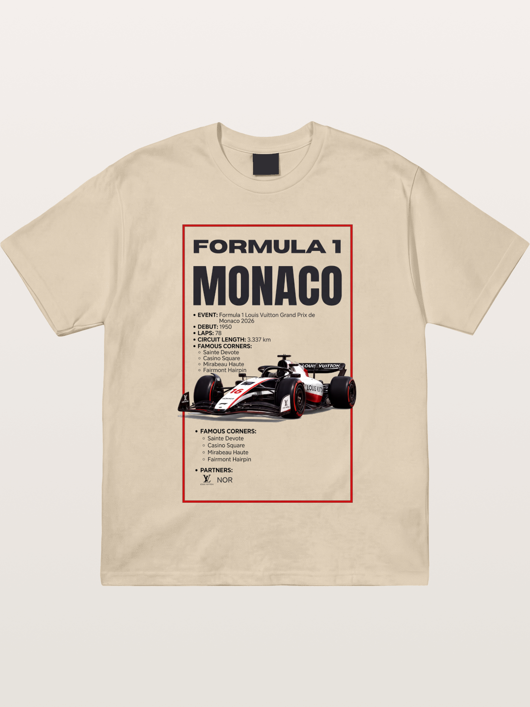 F1 Monaco Grand Prix Fact Sheet Gildan T-shirt