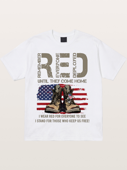 I Wear Red for Those Who Keep Us Free Cotton T-shirt