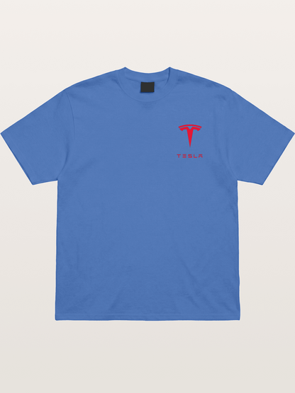Tesla Red Logo Sticker Gildan T-shirt