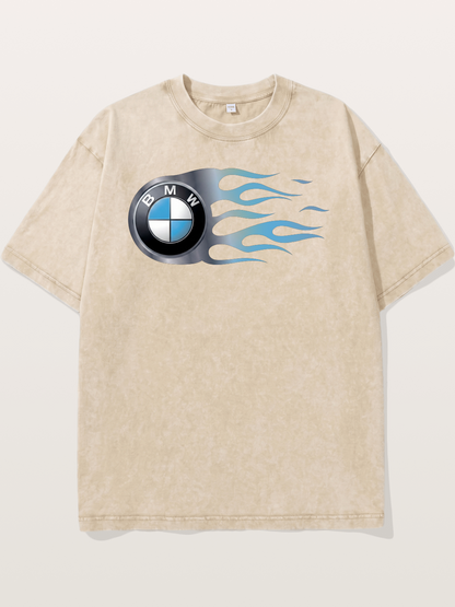 BMW Roundel With Blue Flame Washed T-shirt