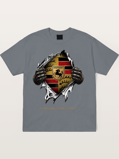 Porsche Crest Tear Through Effect Cotton T-shirt