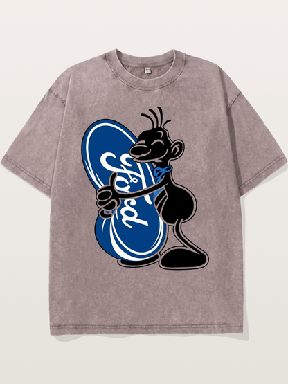 Cartoon Hugging Ford Logo Washed T-shirt