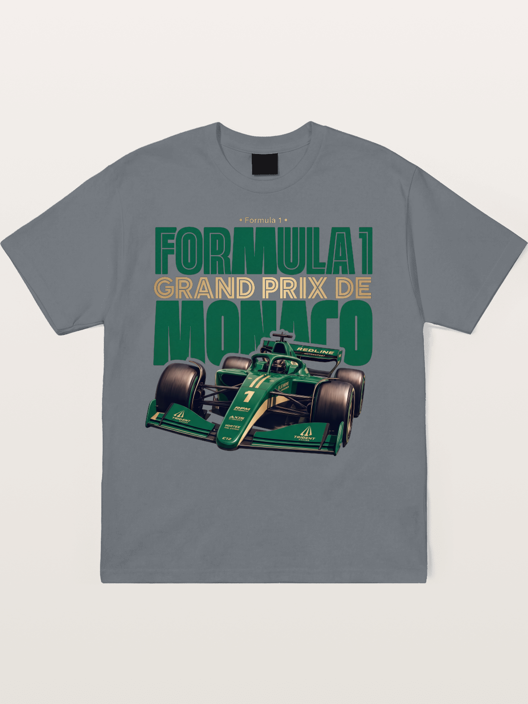 Green Monaco F1 Race Print Cotton T-shirt
