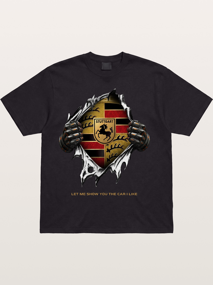 Porsche Crest Tear Through Effect Cotton T-shirt