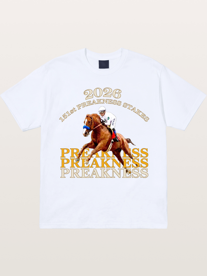 151st Preakness Jockey on Chestnut Horse Gildan T-shirt