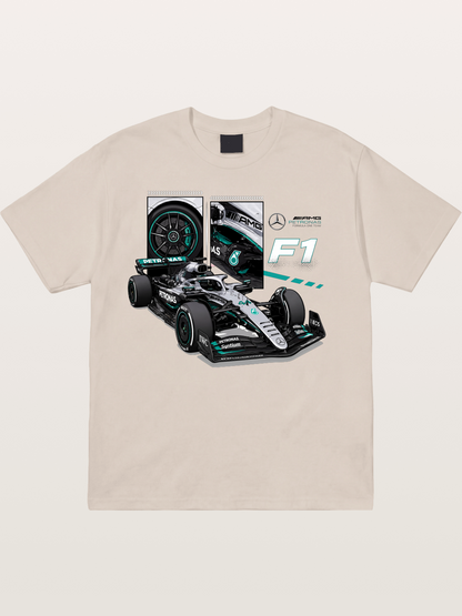 Mercedes Petronas F1 Collage Art Cotton T-shirt