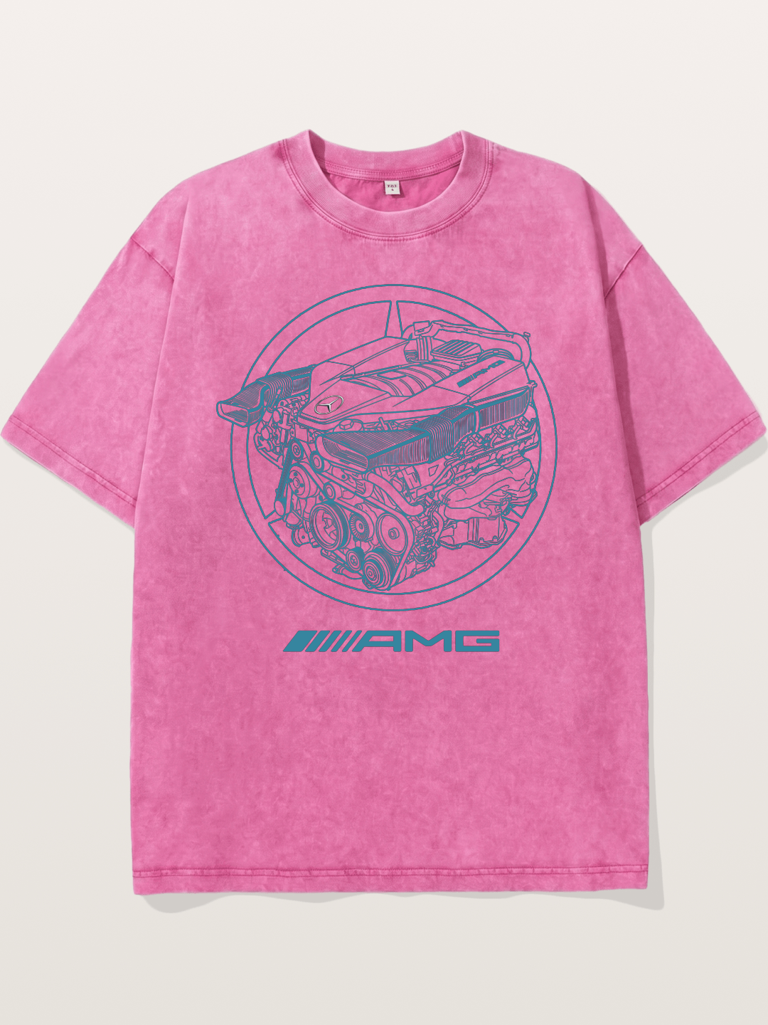 Mercedes AMG Engine Cutaway Blueprint Washed T-shirt