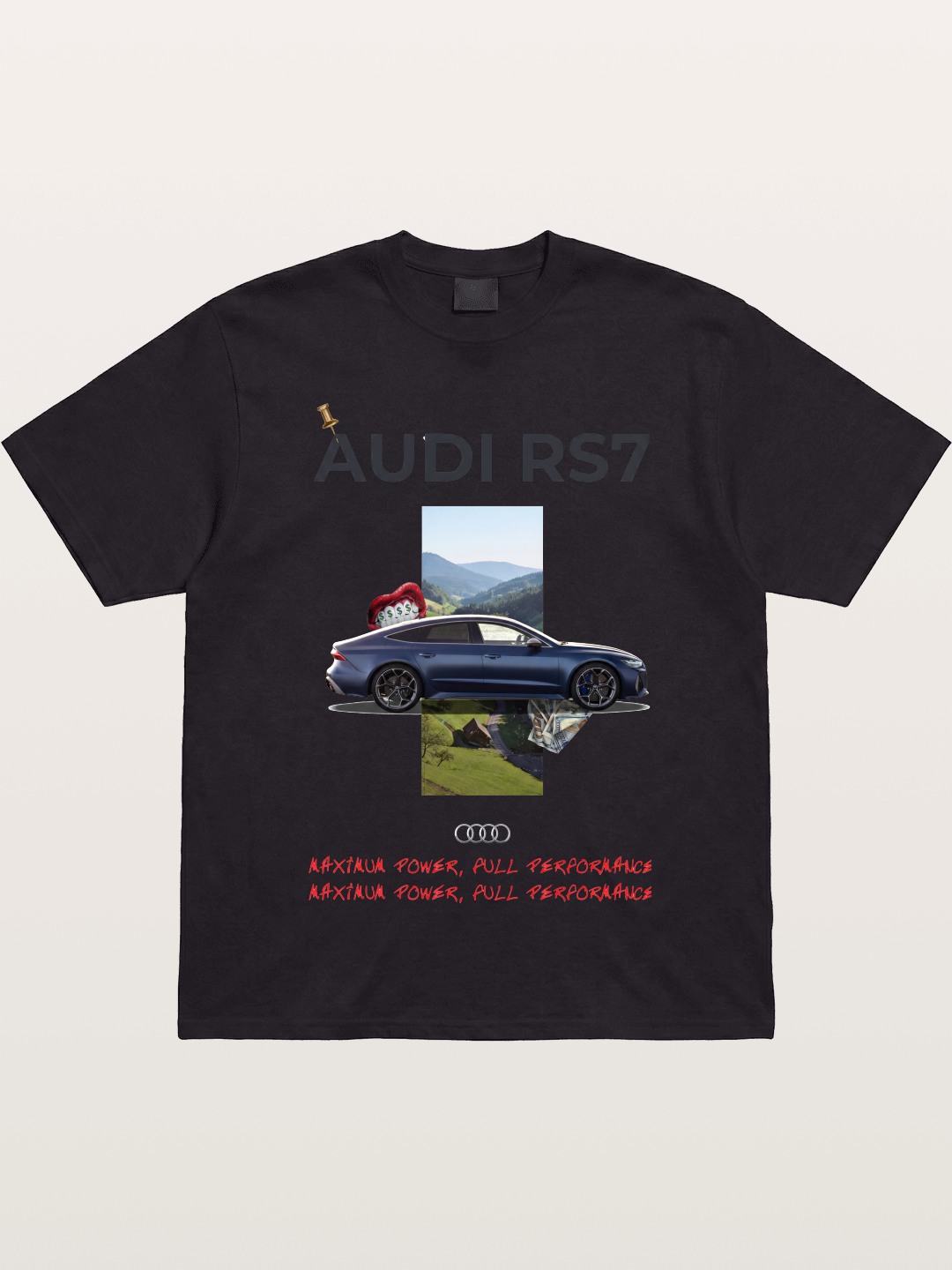 Audi RS7 Surreal Collage Art Gildan T-shirt